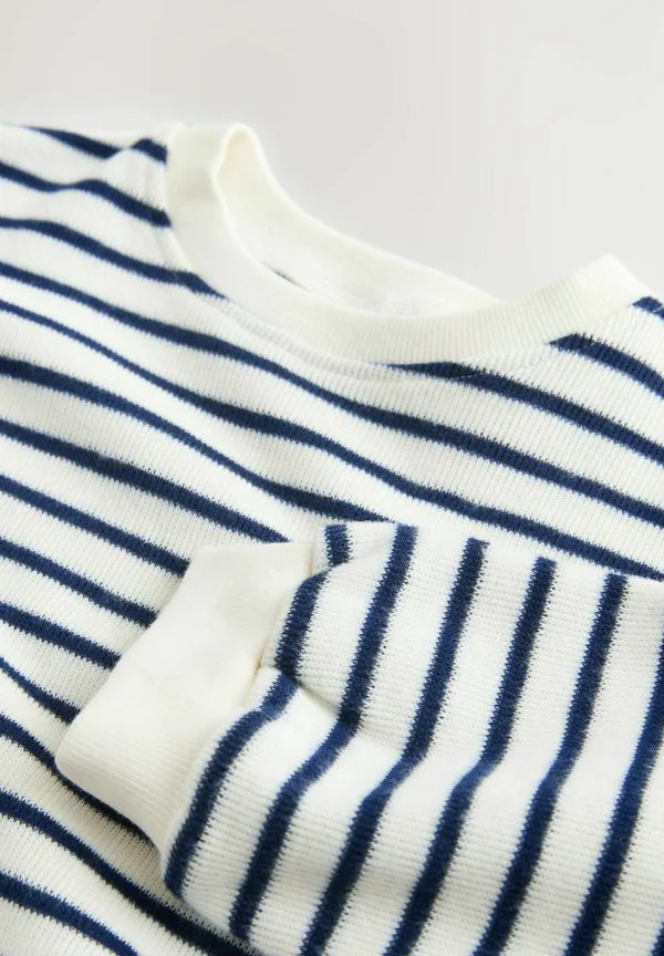 Спортивный костюм с длинными рукавами и широкими штанинами Next, Ecru Navy Stripe — фото 2