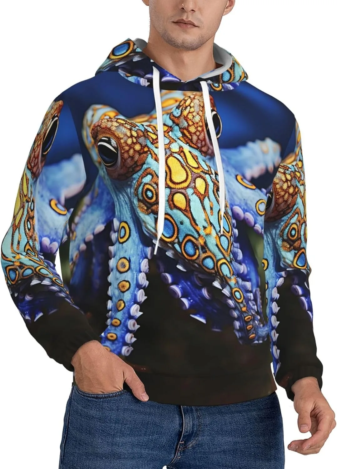 

Мужская флисовая толстовка с капюшоном Blue Ringed Octopus FHEBNDS