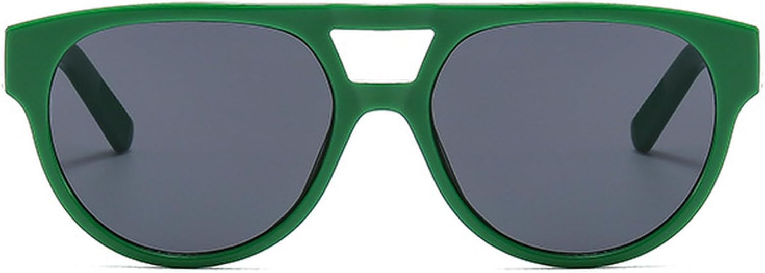 

Ретро женские овальные солнцезащитные очки с двойной перемычкой, пилотские солнцезащитные очки для мужчин, модные очки с защитой от УФ-излучения UV400 mincl, Green Gray