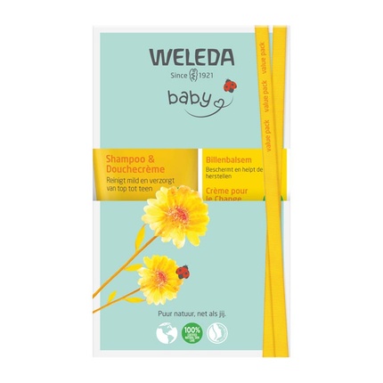 

Бальзам для попы + шампунь с календулой для младенцев Weleda