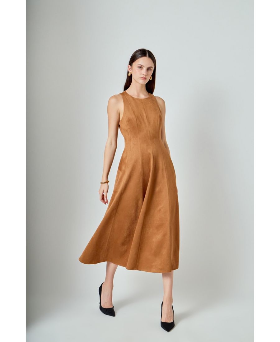 

Женское миди-платье из искусственной замши endless rose, Camel