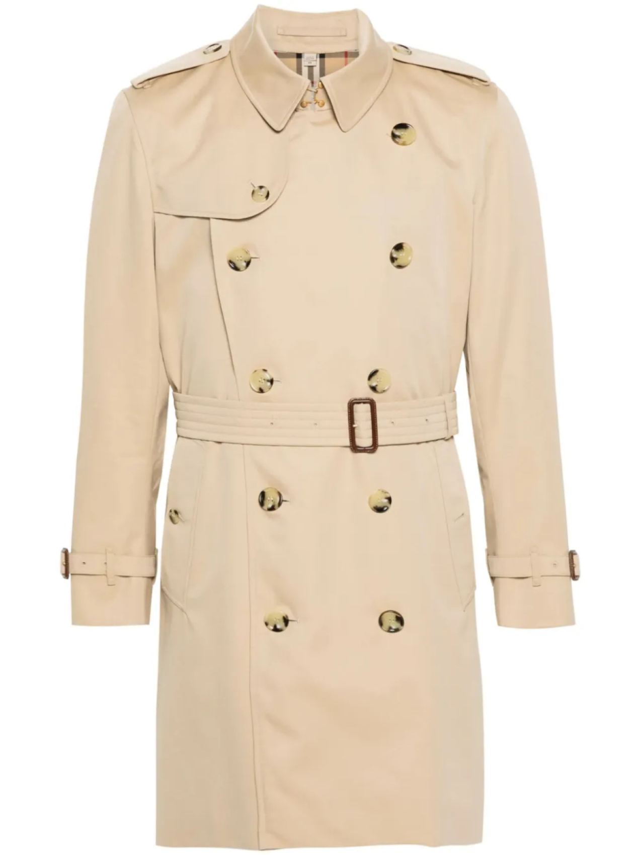 

Двубортный хлопковый тренчкот Burberry, нейтральный