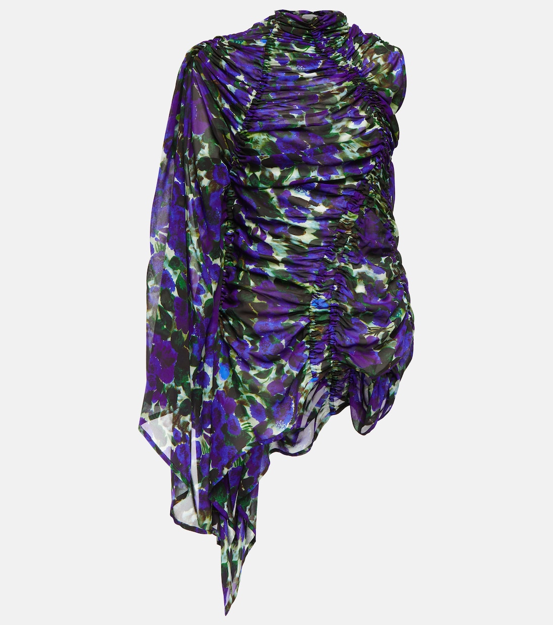 

Драпированный топ с цветочным принтом Dries Van Noten, индиго