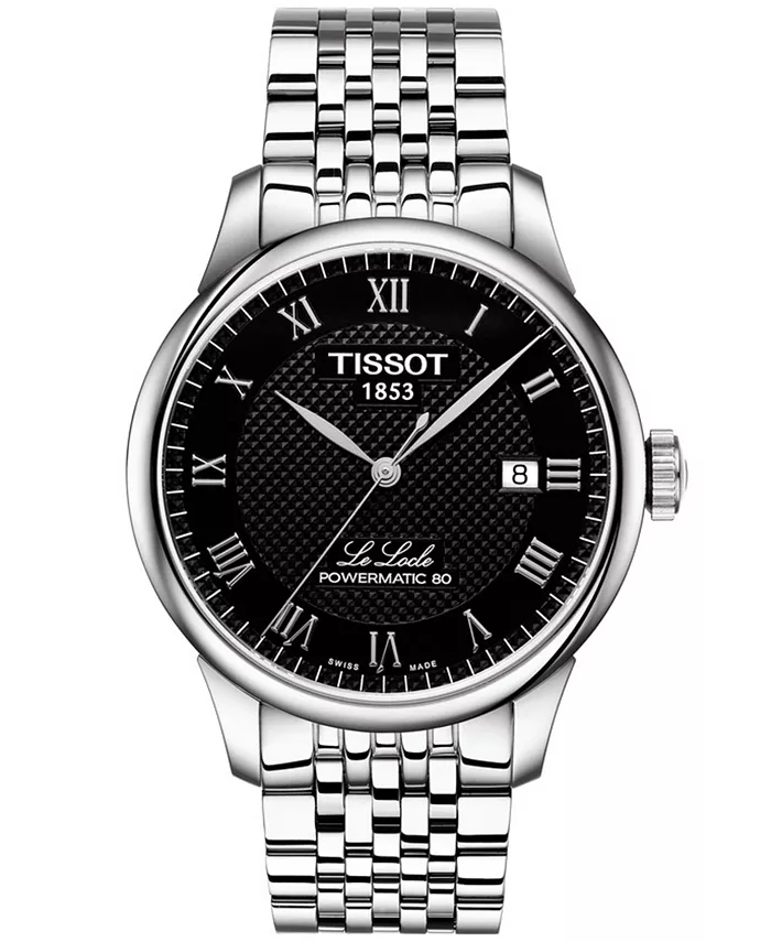 

Мужские швейцарские часы Tissot T-Classic Le Locle Powermatic 80 с серым циферблатом на стальном браслете, 39.3 мм