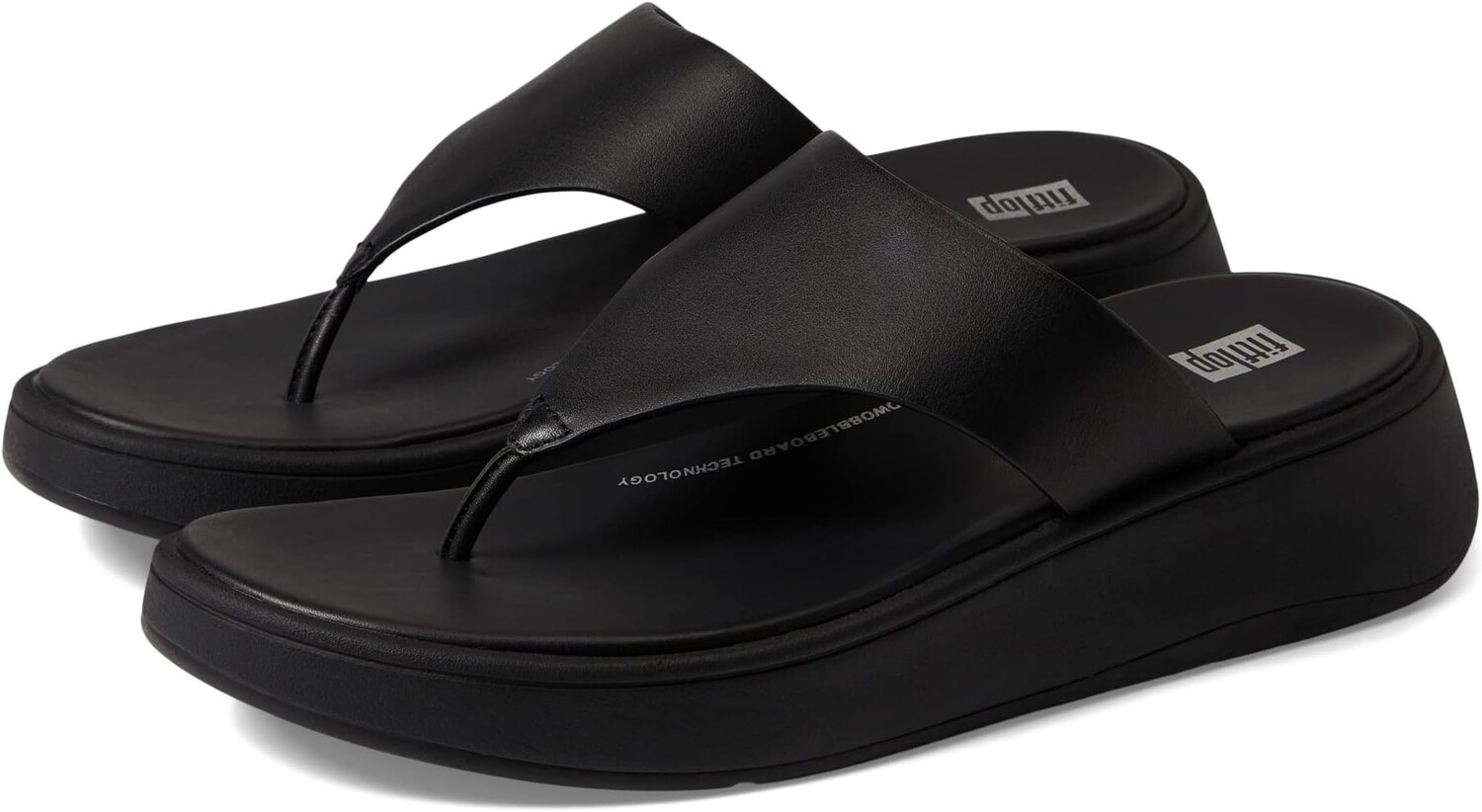 

Сандалии FitFlop F-Mode Leather Flatform Toe Post Sandals, цвет All Black