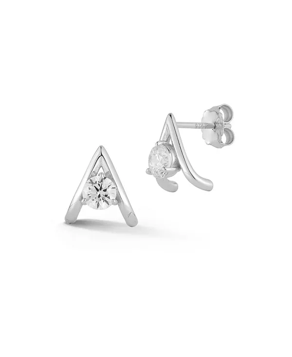 

Серьги-Гвоздики Huggie из стерлингового серебра с кубическим цирконием Rachel Zoe, silver