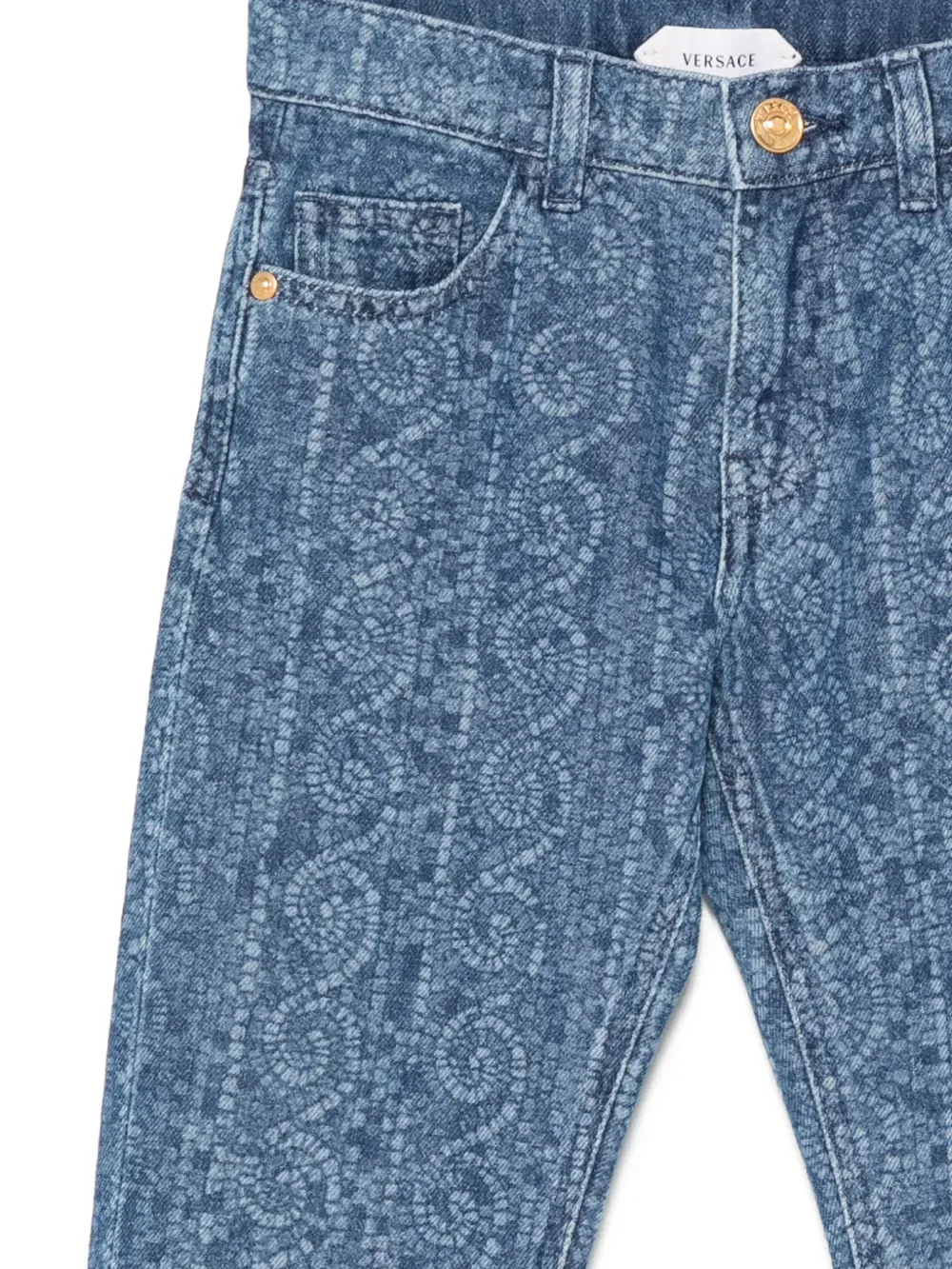 Джинсы с барокко Versace Kids, синий — фото 3