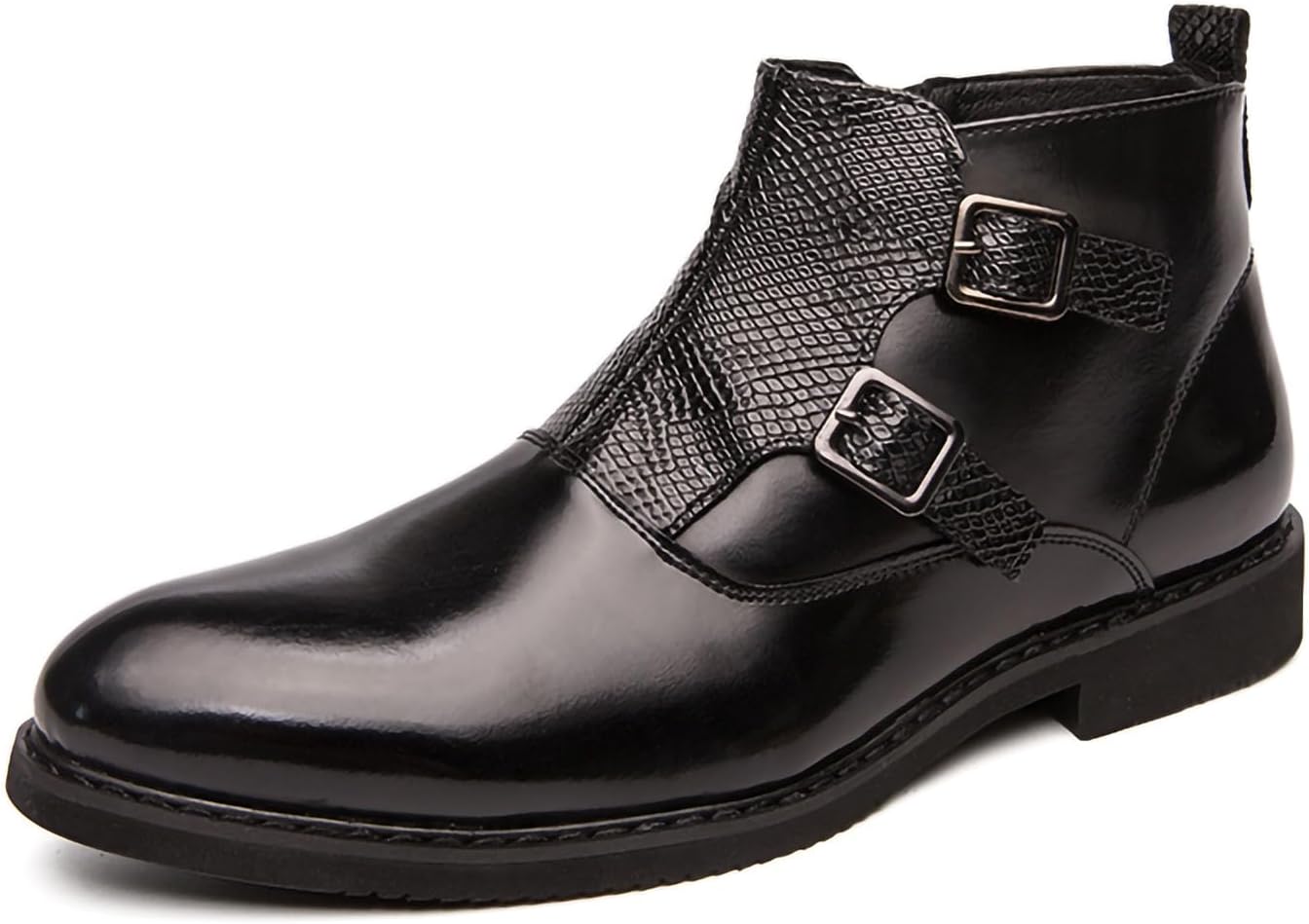 

Мужские ботинки челси с боковой молнией, без шнурков, стильные и удобные, из искусственной кожи, классические, с пряжкой Generic, черный