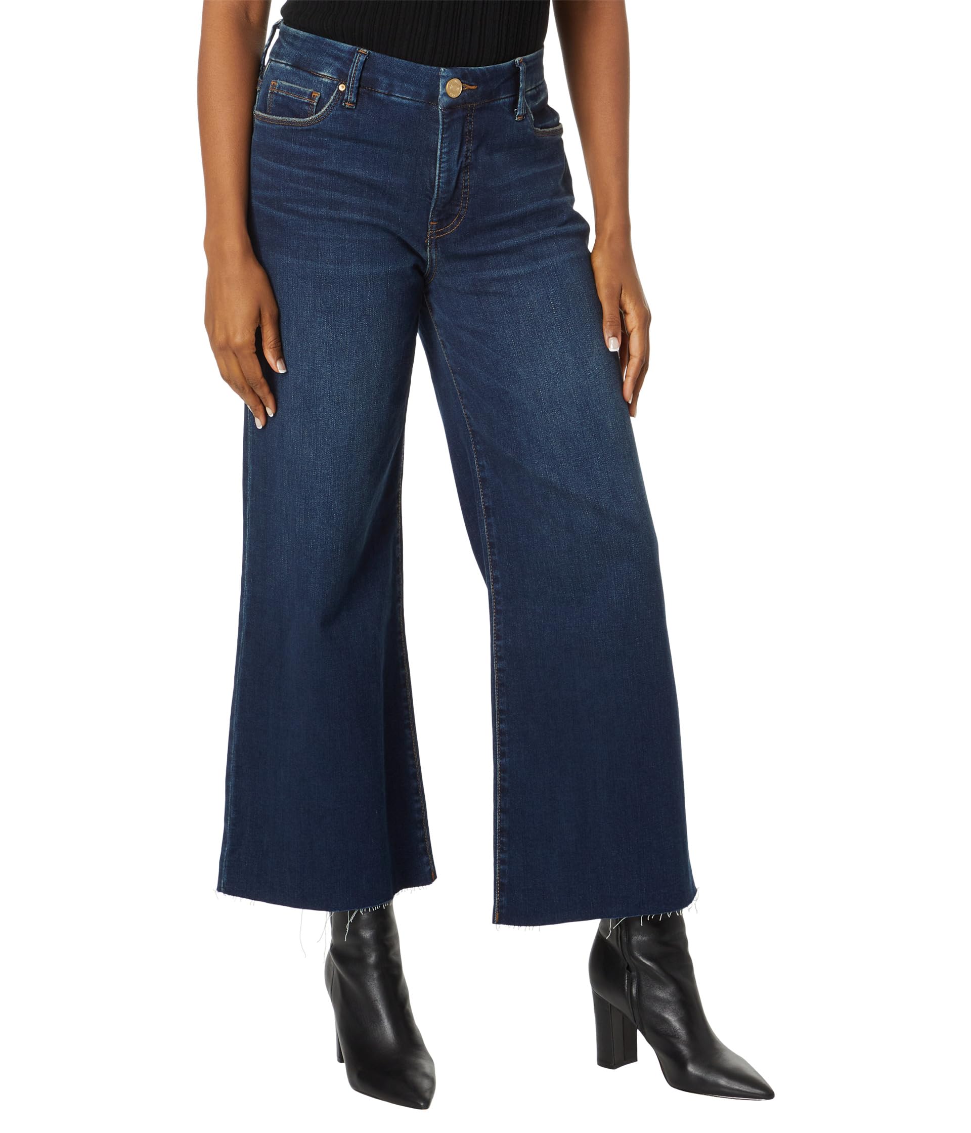 

Джинсы KUT from the Kloth Meg High-Rise Fab Ab Wide Leg Raw Hem In Exhibited, Exhibited