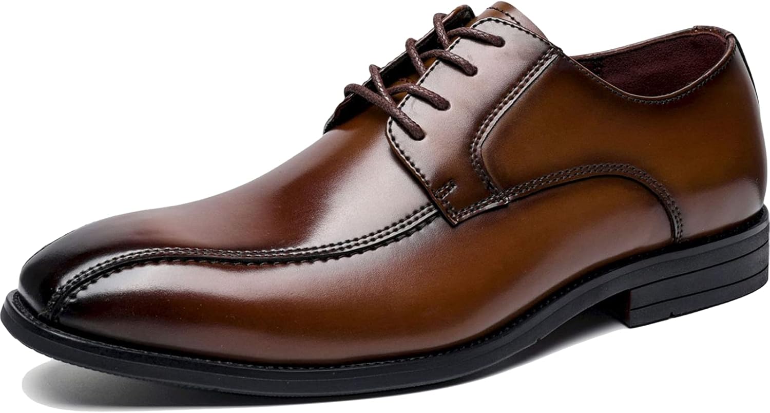 

Мужские свадебные туфли WKNBEU Oxford из кожи, шнуровка, удобные, формальные деловые дерби, коричневые - US9.5/UK8.5/EU42