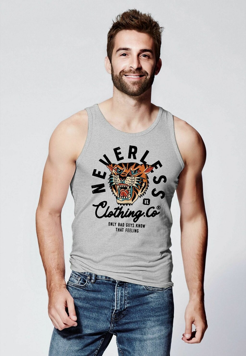 

Топ TIGER PRINT MOTIV SCHRIFT RETRO VINTAGE STYLE Neverless, серый