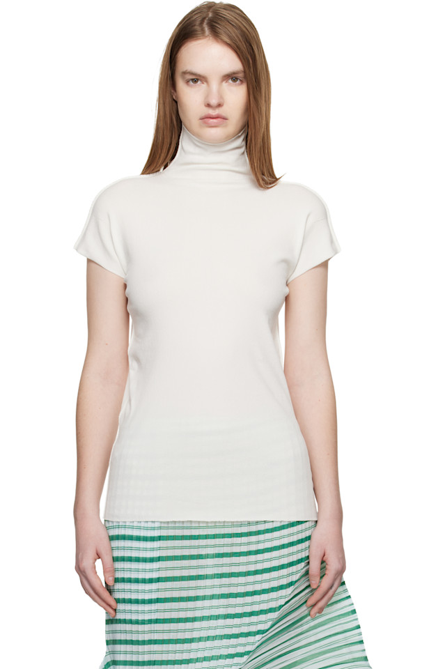 

Декабрьская хлопковая водолазка-багет Issey Miyake, белый