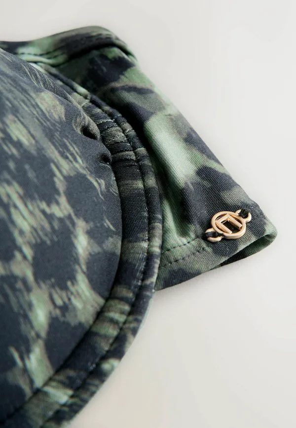 Стандартный верх бикини с мягкими вставками и косточками Next, Green Black Leopard Print — фото 4