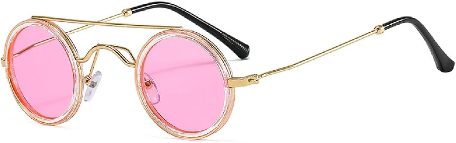 

Популярные модные маленькие круглые солнцезащитные очки для женщин в винтажном стиле, металлик, панк, для мужчин, с прозрачными линзами Ocean Lens Uv400 HHZZYVY, Transparent Pink
