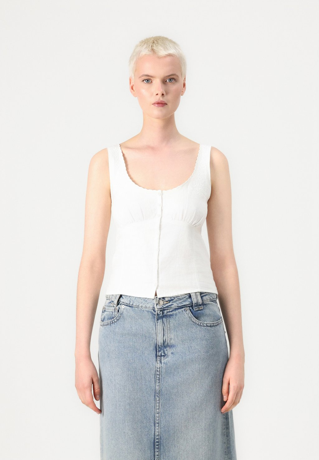 

Топ CLEAN GIRL BUTTON THROUGH - Blouse Hollister Co., белый