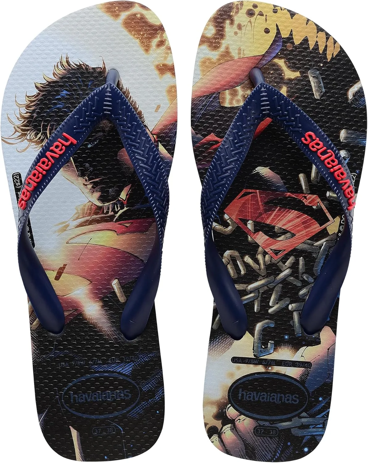Havaianas - Top Herois DC. Красивые, удобные и легкие сандалии с подошвой Hero Sole, унисекс, для взрослых, красный/темно-синий