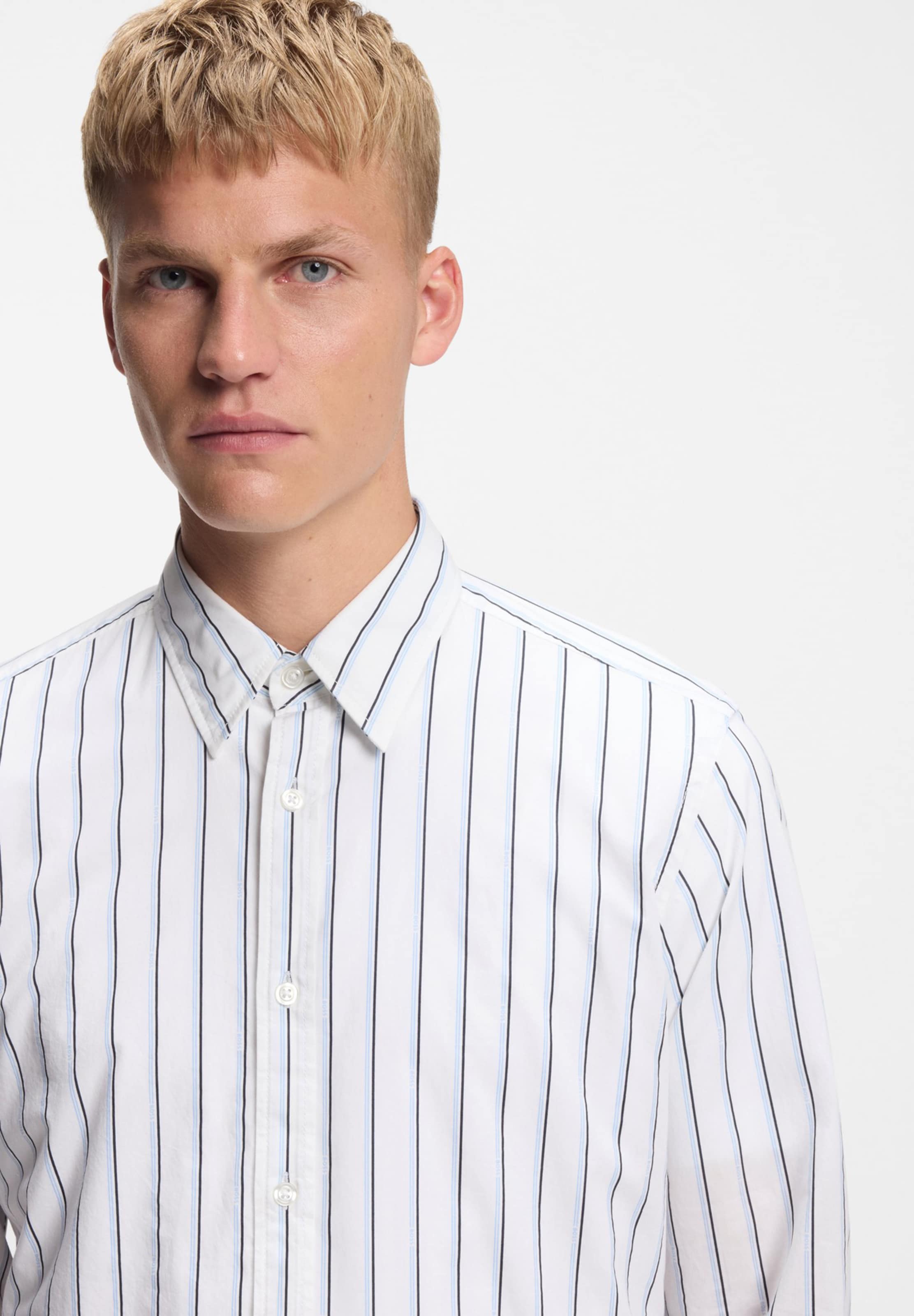 BOSS Рубашка на пуговицах Regular fit 'Relegant_6_M' в белом цвете — фото 4