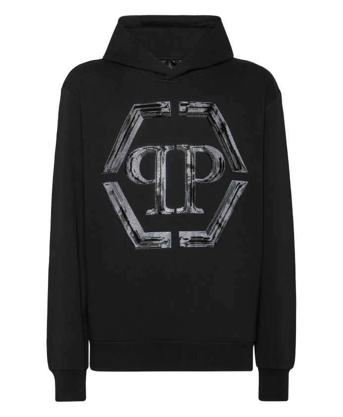 

Толстовка с капюшоном, шестиугольник Philipp Plein, черный