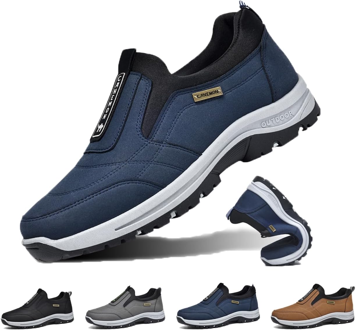 

Мужские слипоны для комфортной ходьбы без шнурков, легкие дышащие повседневные кроссовки для улицы и дома, с поддержкой свода стопы, летние повседневные обувь Generic, синий