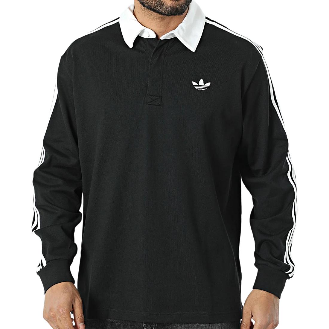 Футболка поло Unisex с 3 полосками Adidas Originals, черный — фото 3