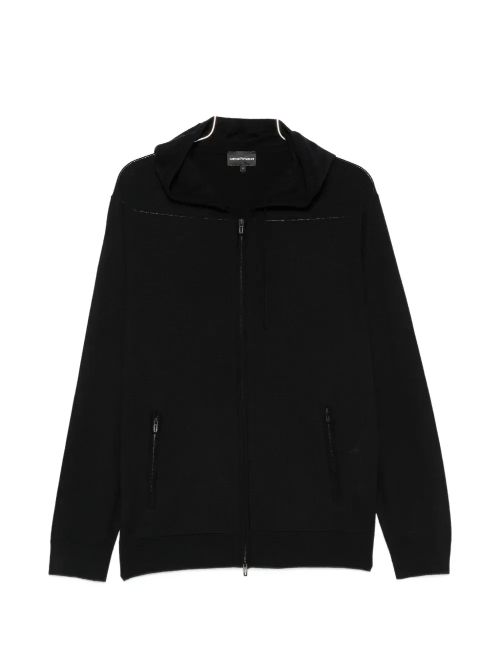 Толстовка на молнии из чистой шерсти Virgin EMPORIO ARMANI, черный