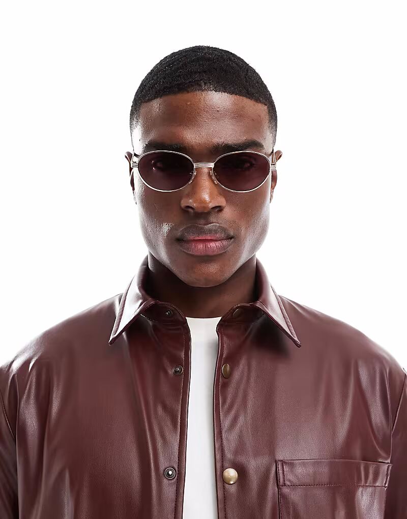 

Солнцезащитные очки в круглой оправе в стиле 90-х с металлическими вставками Asos Design