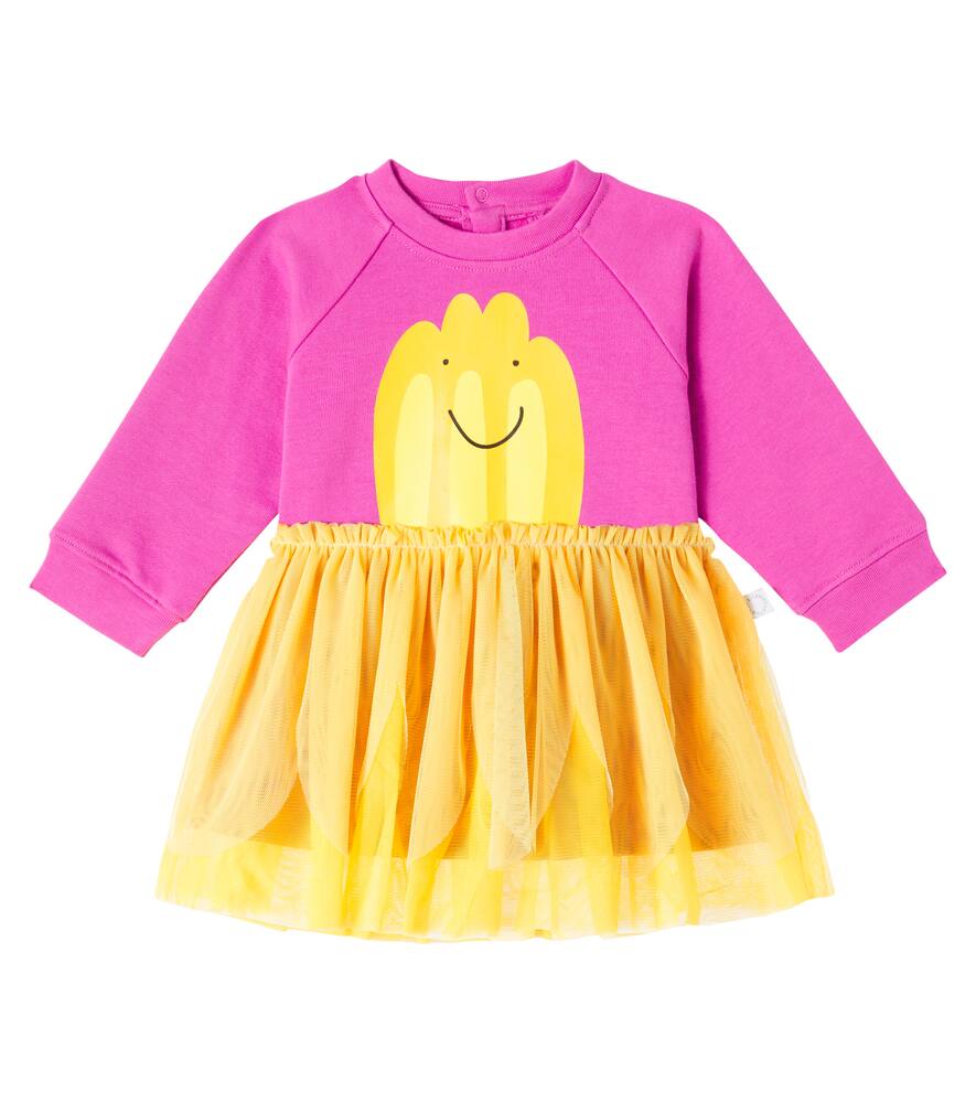 

Детское платье из хлопкового джерси с принтом Stella McCartney Kids, Fuchsia