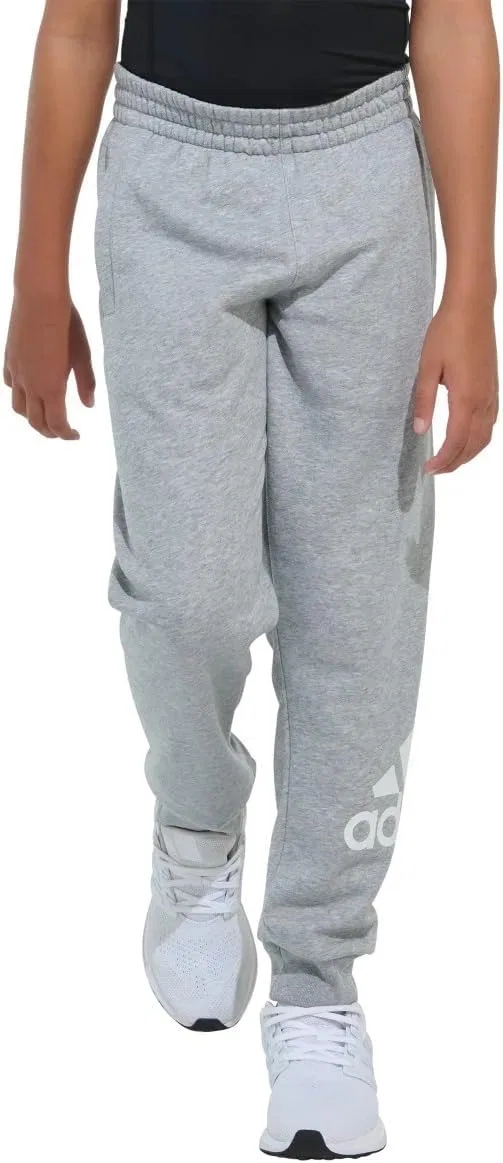 Детские спортивные брюки Adidas Essentials с эластичным поясом, серый меланж/белый