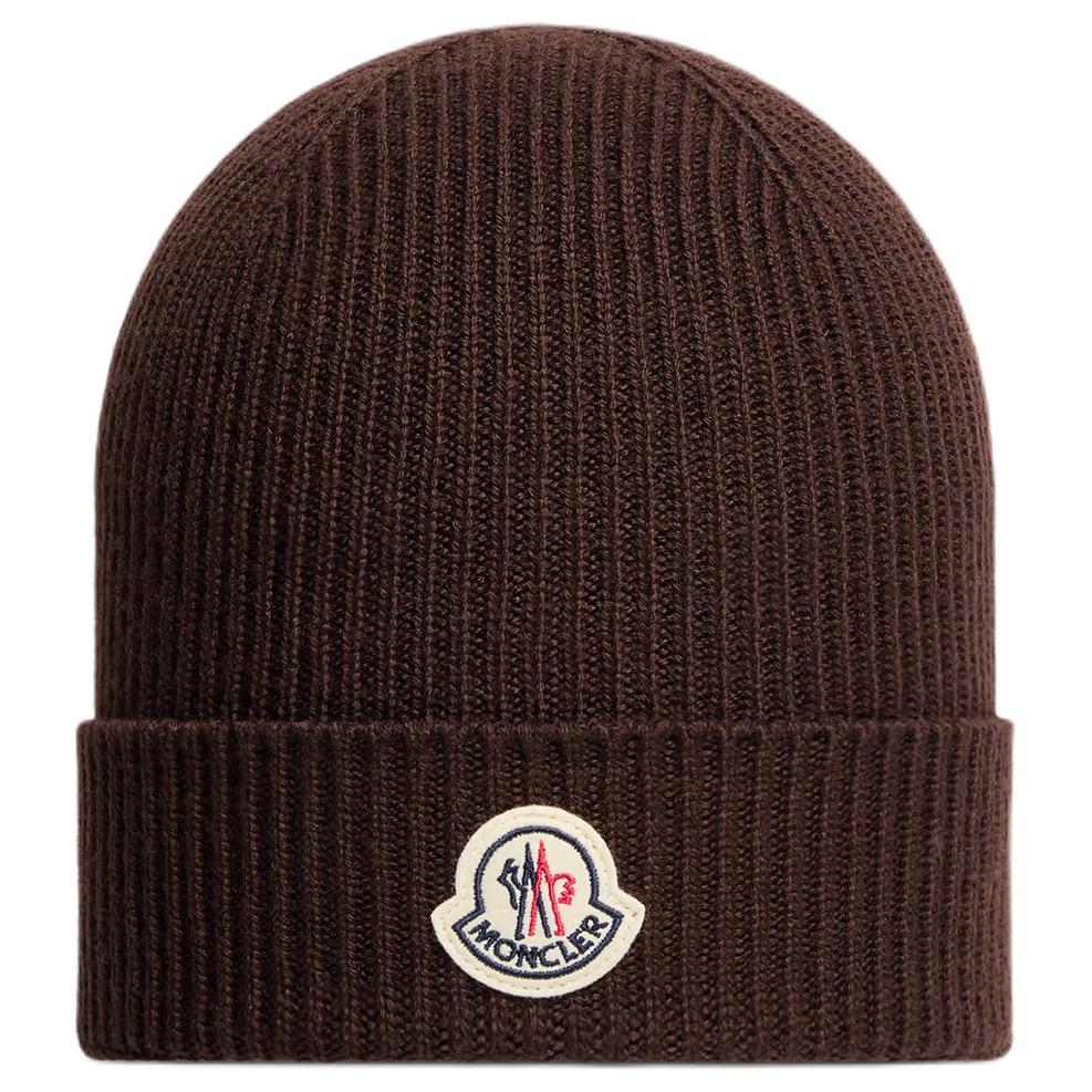 

Moncler Шерстяная мужская шапка-бини коричневая, Brown