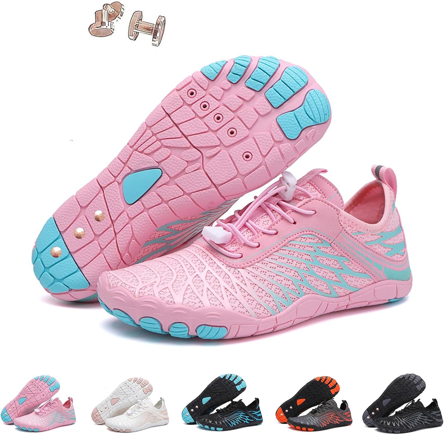 

Заземляющие кроссовки с медью для женщин и мужчин, водонепроницаемые, для трейл-раннинга, здоровые и нескользящие, с легким надеванием, минималистичная спортивная обувь Generic, розовый