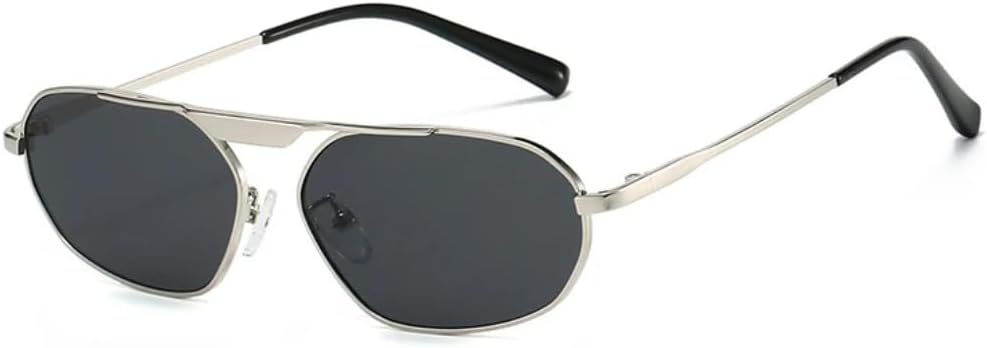 

Солнцезащитные очки для мужчин и женщин - защита UV400 - линзы «кошачий глаз» в стиле металлик с градиентом, для занятий спортом на открытом воздухе и вождения DSVIGF, Silver Gray