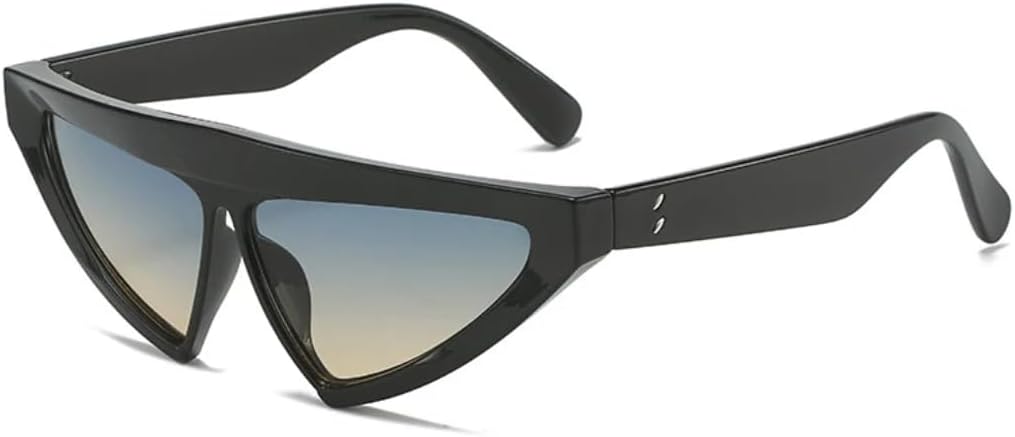 

Винтажные солнцезащитные очки «кошачий глаз» треугольной формы для женщин, модные розовые, с защитой от УФ-излучения UV400, мужские с заклепками VRTRFFTR, Black Blue Tea