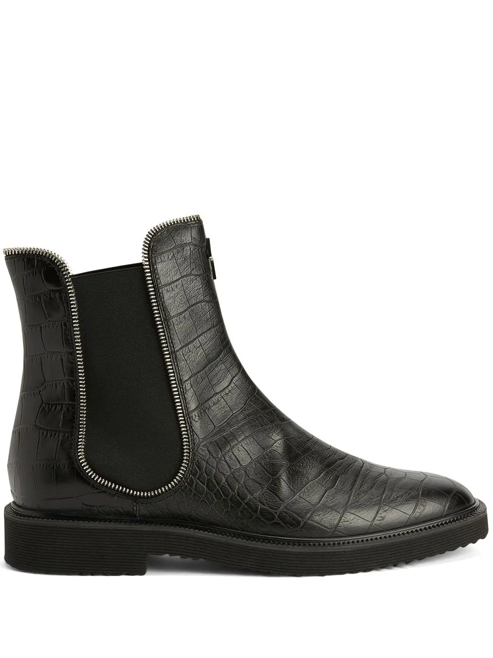 

Ботинки с тиснением под крокодила Giuseppe Zanotti, черный