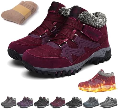 

Зимние теплые ботинки, ортопедические сапоги, зимняя обувь для женщин, водонепроницаемые и противоскользящие, унисекс слипоны Roptink, красный