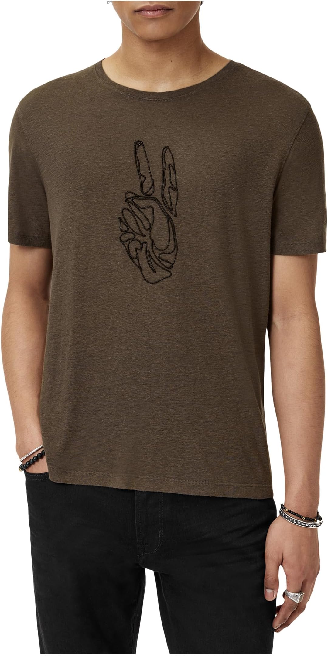 

Футболка John Varvatos Cording Peace Tee KG6971F25, цвет Teakwood