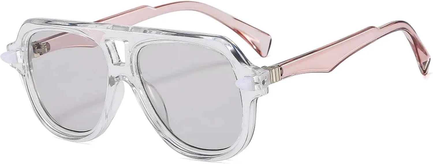 

Модные зеленые солнцезащитные очки для женщин и мужчин, винтажные солнцезащитные очки с двойной перемычкой, защита от УФ-излучения UV400 SZVVBKK, Transparent Grey