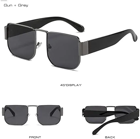 

Солнцезащитные очки в стиле ретро 2027 года для женщин, защита от УФ-излучения UV400, для мужчин, металлический корпус, темно-зеленый цвет MTZJH, Gun Grey