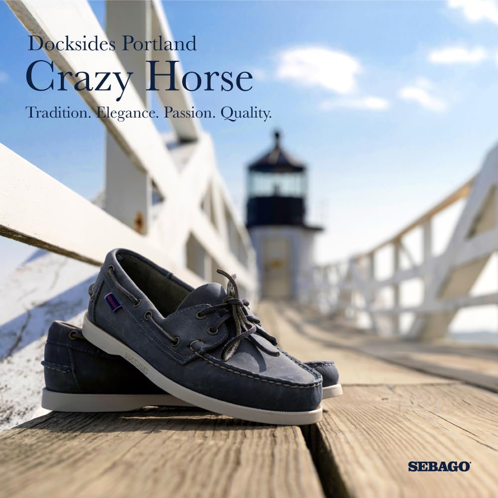 Мокасины Sebago Portland Crazy H - с узорчатой и искусственно состаренной вощеной кожей, подкладкой из кожи и резиновой подошвой, не оставляющей следов и не скользящей, темно-синий — фото 2