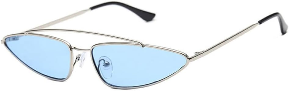 

Ретро-солнцезащитные очки в стиле стимпанк для женщин и мужчин, модные, металлические, треугольные, разноцветные, прозрачные, стильные, с защитой от УФ-излучения UV400, подарок KTUCN, Silver Blue