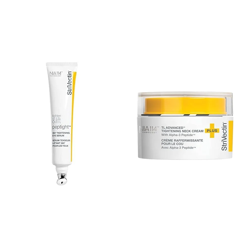 Сыворотка для глаз StriVectin Tighten & Lift Peptight 360 Degree Eye Serum и крем для шеи Tighten & Lift Advanced Neck Cream PLUS с альфа-3 пептидами для шеи и зоны декольте