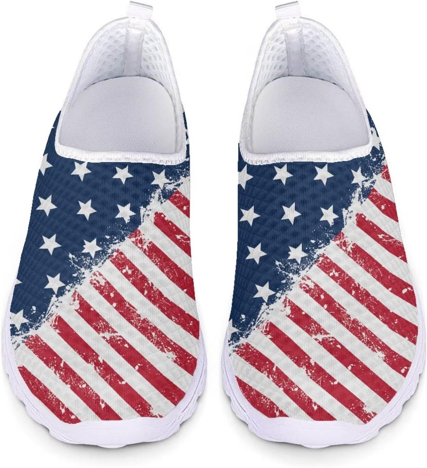 

Кеды Belidome Slip On Clipper для женщин и мужчин, повседневная комфортная обувь для ходьбы и бега, Us Flag Stripes