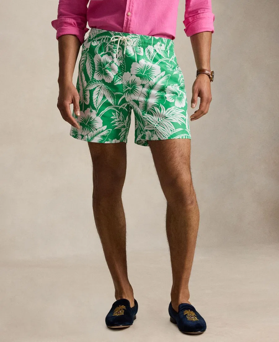 Мужские классические плавательные шорты Polo Ralph Lauren, Green Sweetheart Floral