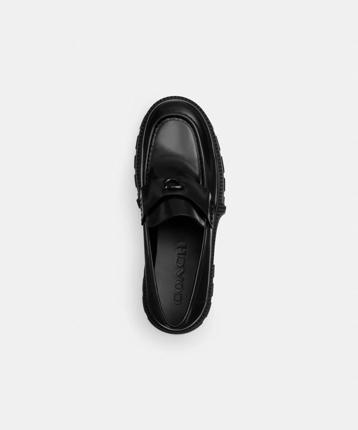 Мужские кожаные лоферы на платформе COACH чёрные — фото 3