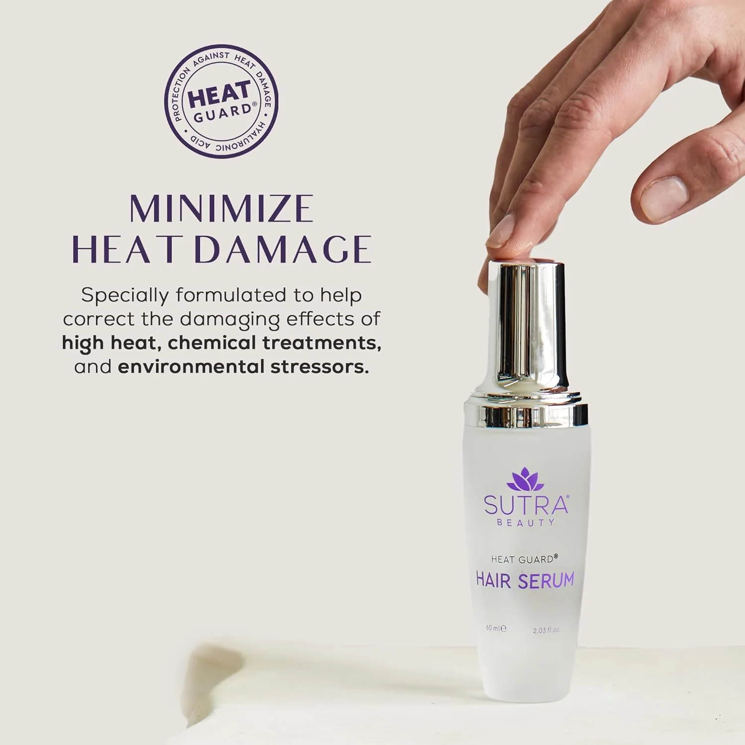 SUTRA Heat Guard Hair Serum + Heat Protector Set для вьющихся, сухих и поврежденных волос - термозащитная сыворотка увлажняет, защищает и восстанавливает от тепла с гиалуроновой кислотой и маслом жожоба - антифриз — фото 2