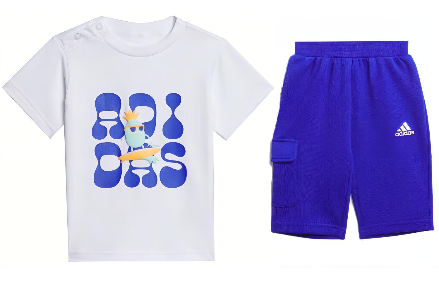 Повседневная спортивная одежда для детей 3-7 лет Adidas, белый+синий — фото 2