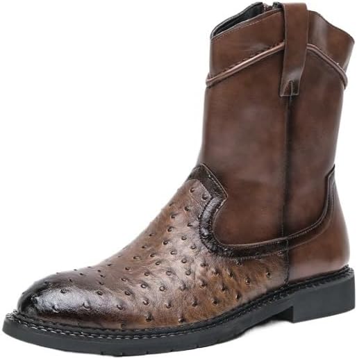 

Мужские ковбойские сапоги, западные ботинки Челси, противоскользящие подошвы, современная классика в винтажном стиле, прочные, удобные, повседневные, для вождения Zestrelax, коричневый