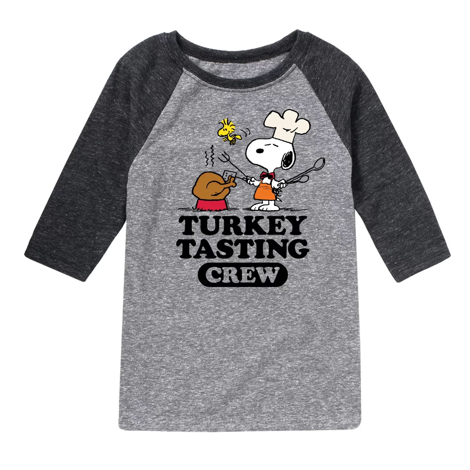 

Футболка с рисунком реглан для мальчиков 8–20 лет Peanuts Turkey Tasting Crew Licensed Character