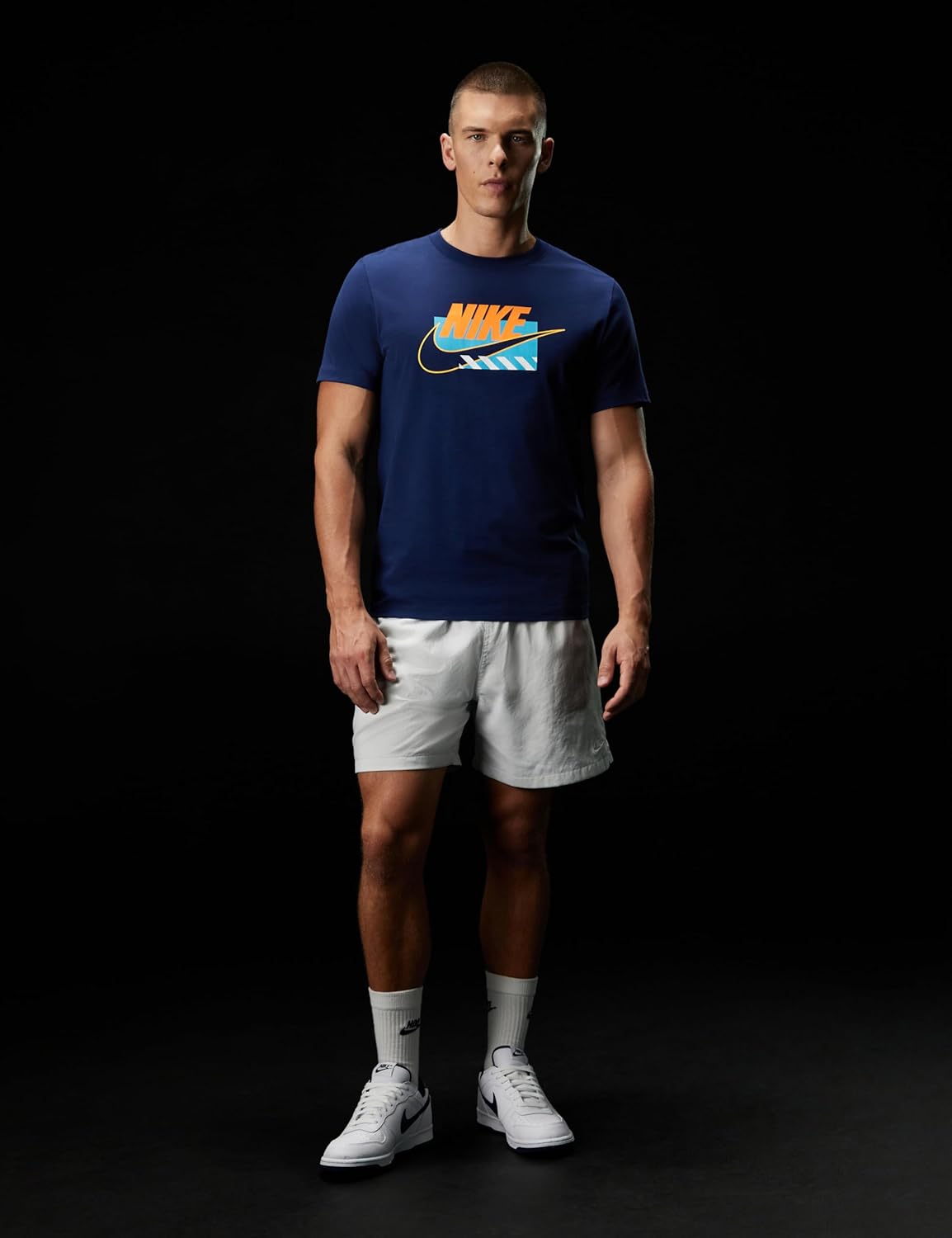 Мужские баскетбольные кроссовки Nike Big Low, белый/синий — фото 3
