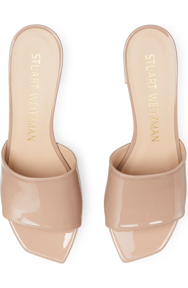 Stuart Weitzman Платформа Squarehigh 95 Слайд Женские 10 Песочный Каблук Сандалии FZP238, бежевый — фото 3