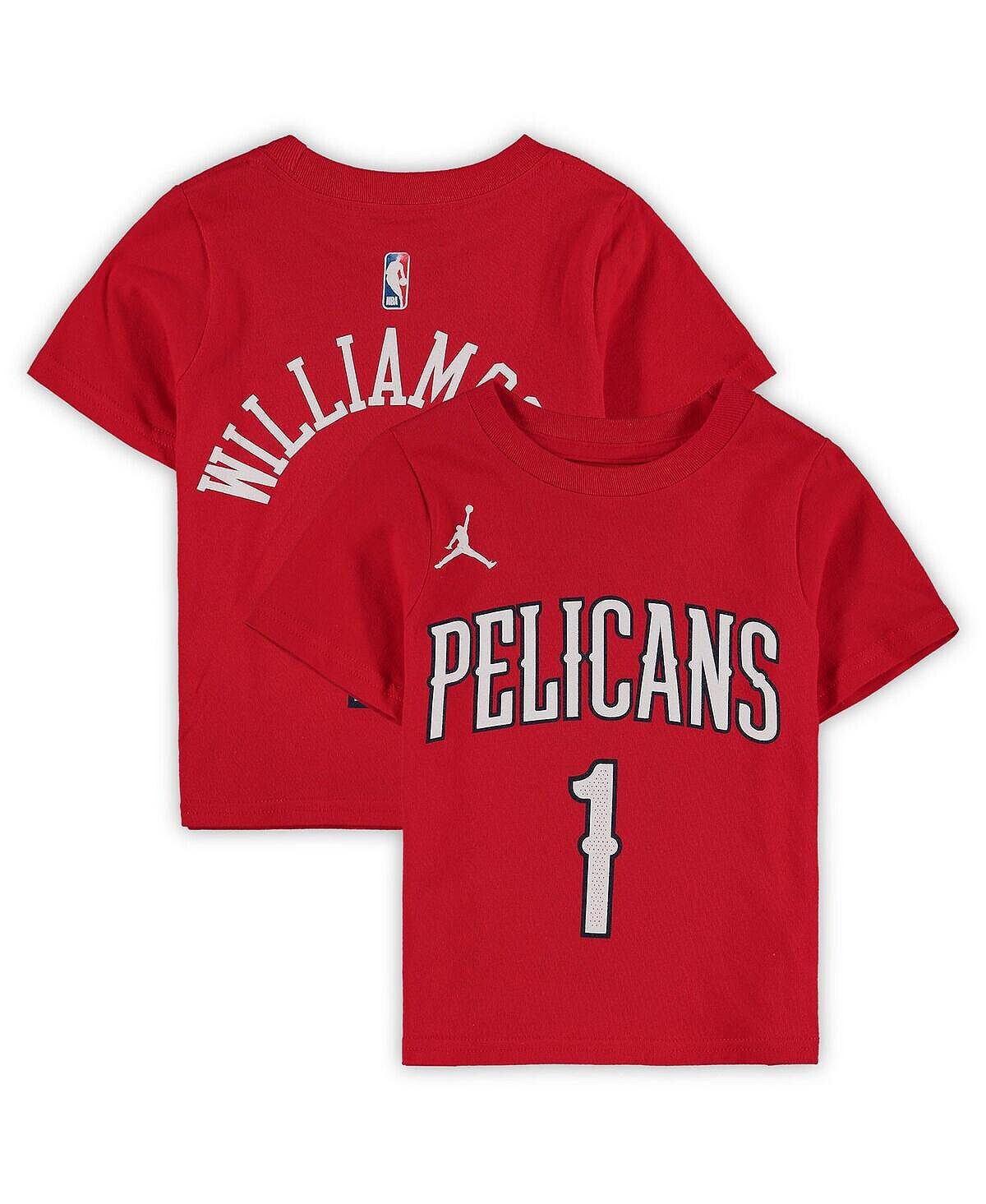 Красная футболка бренда Zion Williamson New Orleans Pelicans Statement Edition для мальчиков и девочек с именем и номером Jordan — фото 2